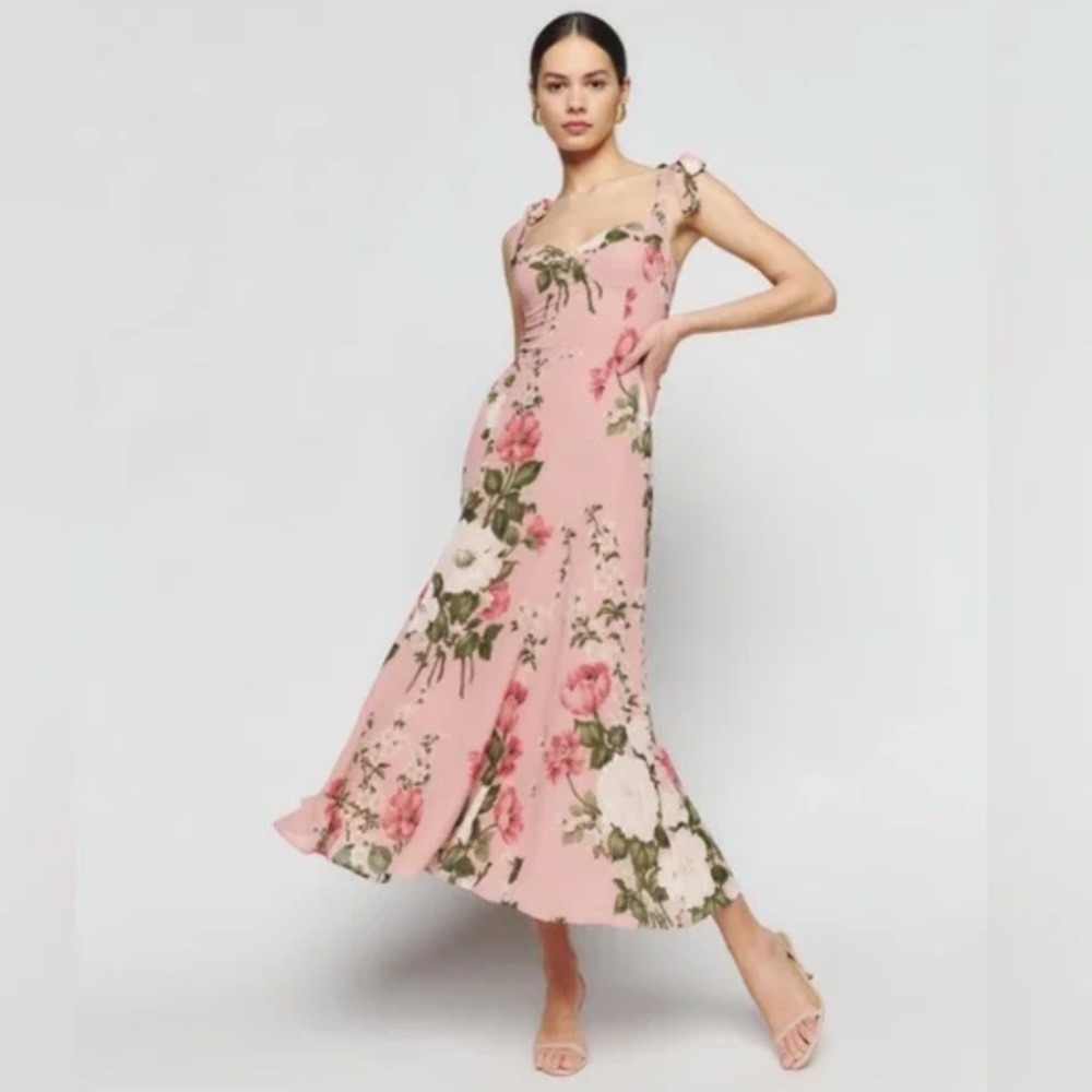 Reformation Nadira Light Pink Midi Dress 6